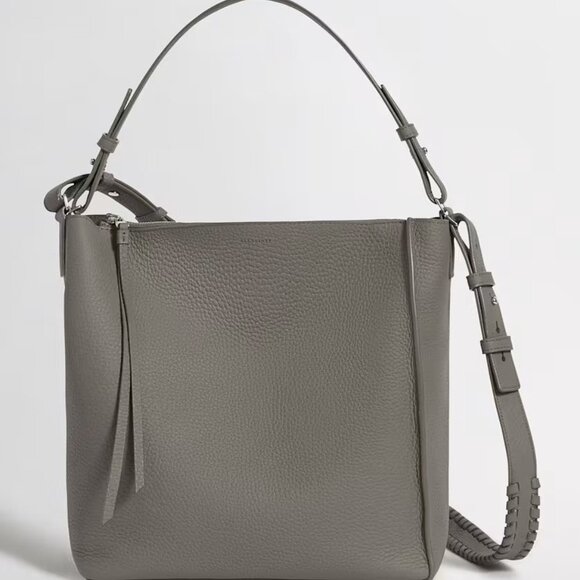 AllSaints Kita Leather Crossbody Bag in Burgundy - Picture 3 of 9